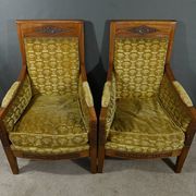 Pair of "Bergère" Armchairs in Mahogany, Empire Period – Early 19th Century