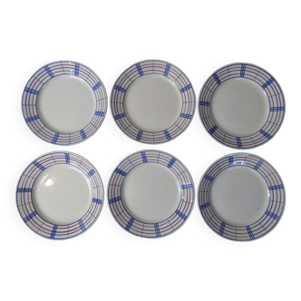 6 anciennes assiettes plates lunéville brigitte