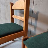 4 green tweed chairs