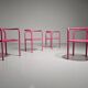 Set of 4 pink Locus Solus chairs by Gae Aulenti for Poltronova, 1960s.