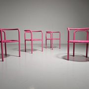Set of 4 pink Locus Solus chairs by Gae Aulenti for Poltronova, 1960s.