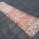 Colorful Vintage Runner Rug, Soft Pink Handmade Hallway Carpet, 82x334 Cm