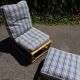 Rattan armchair and its footrest by Audoux & Minet 1950
