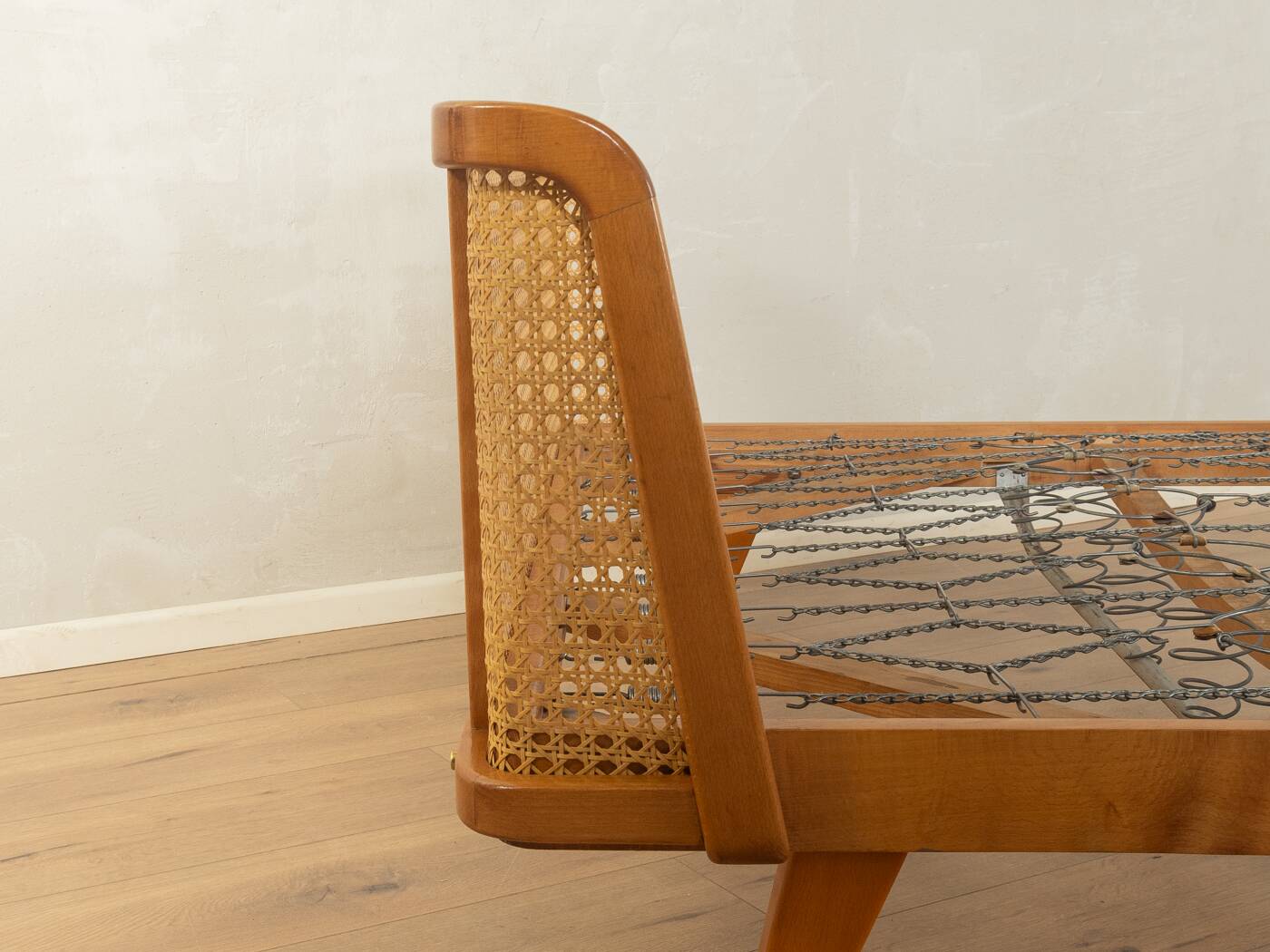 Timeless bed with beech wood and Viennese cane