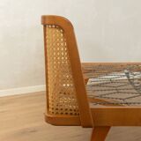 Timeless bed with beech wood and Viennese cane