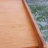 Vintage oak commode with tapered legs and wings from the 1950s.