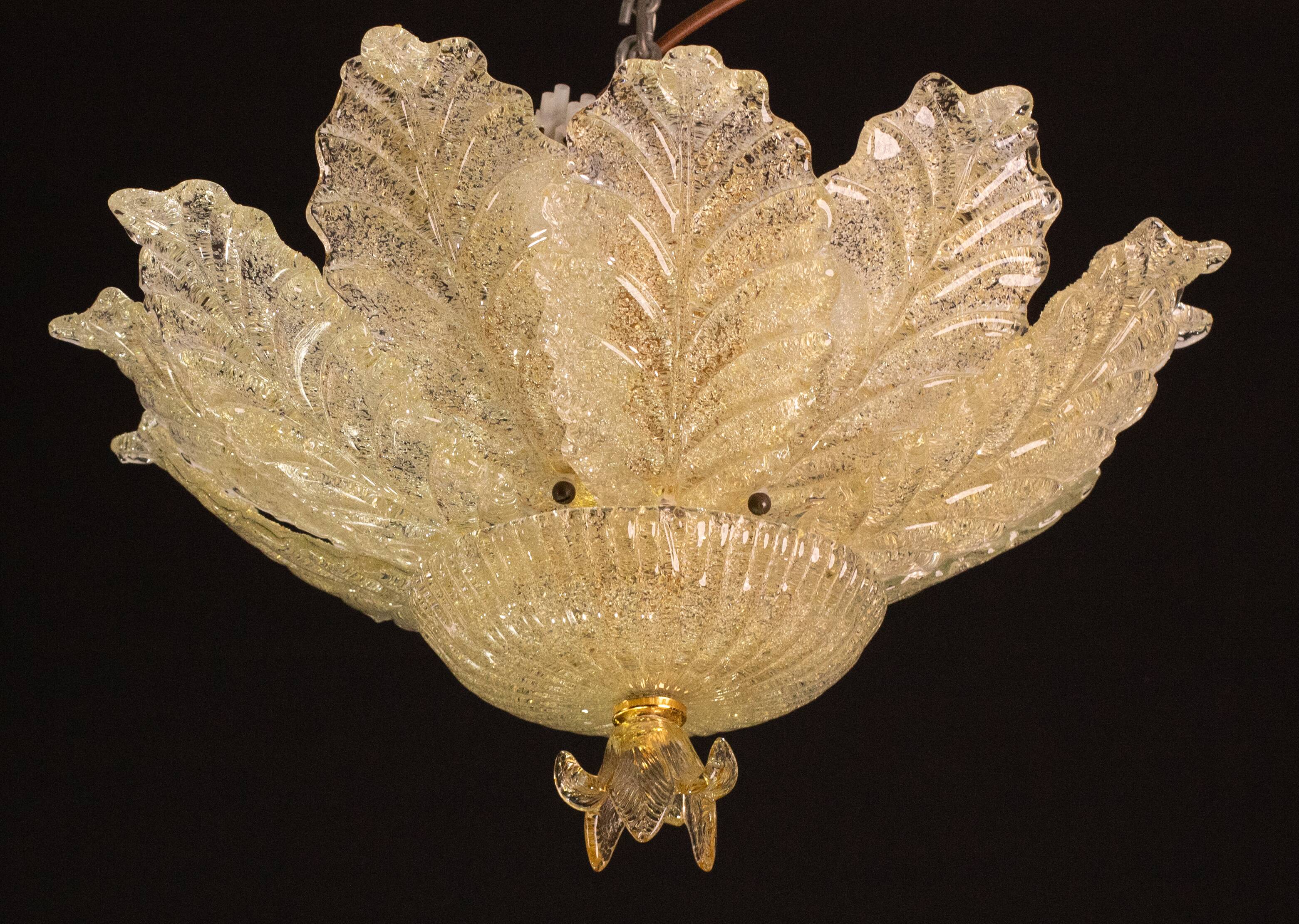 Portofino, Murano Glass Gold\Orange Ceiling Light or Flush Mount, 1970s