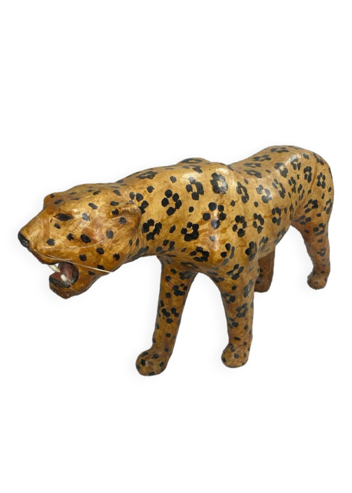 Vintage 60s/70s Leopard Sculpture in Genuine Leather Retro Piece