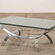 Space age chrome coffee table with thick glass top 1970