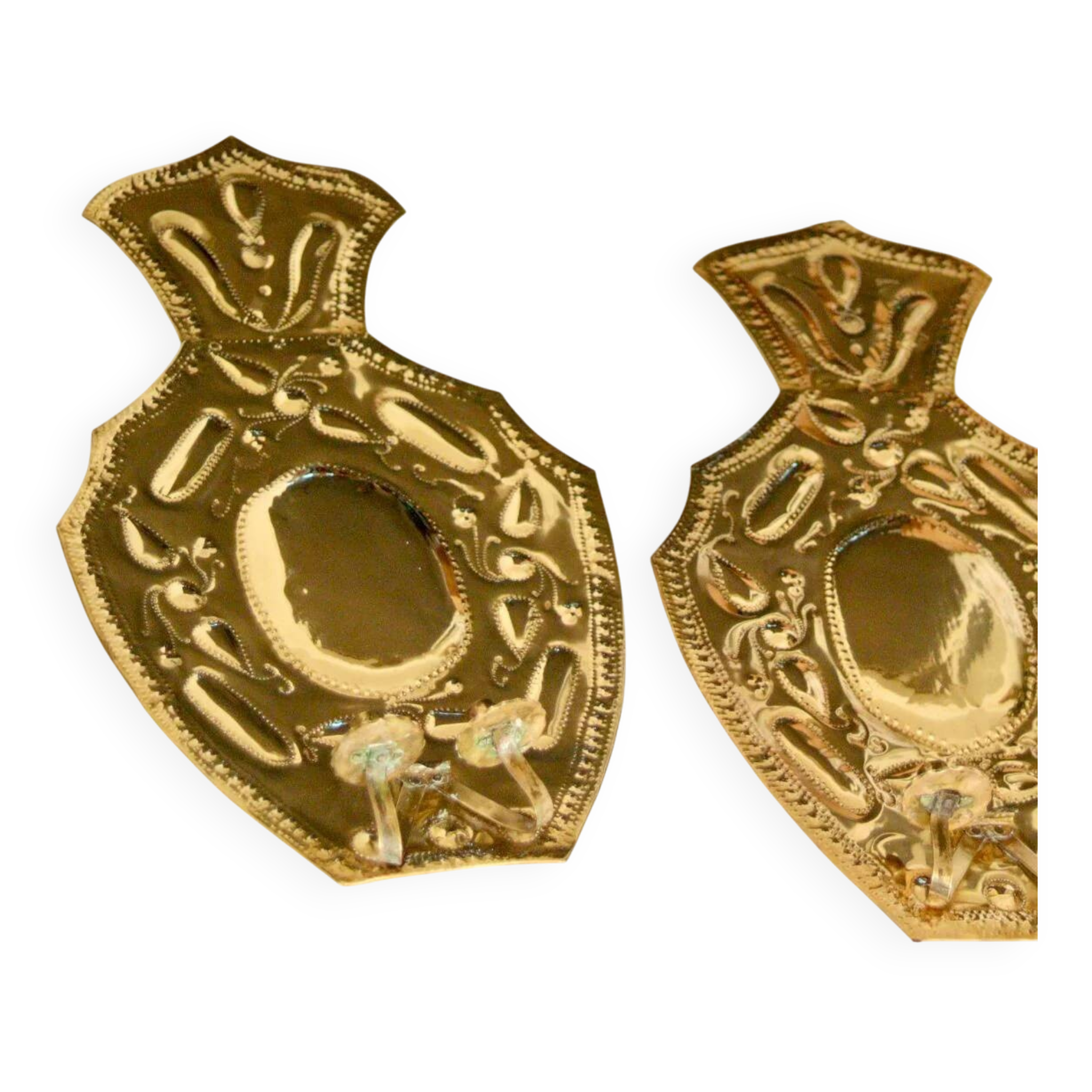 Pair of large baroque style mid-century Swedish brass sconces