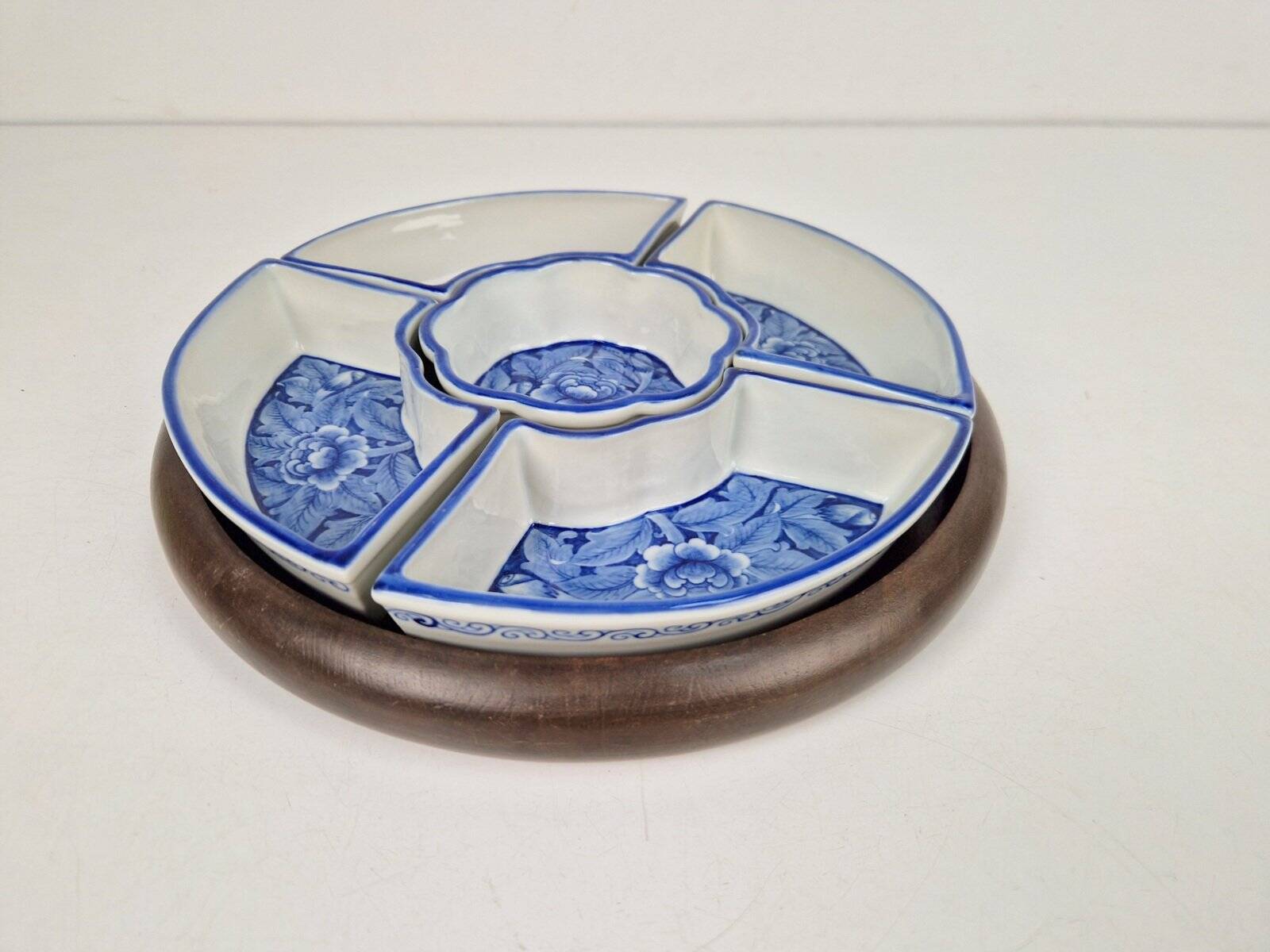 Vintage Chinese Blue Flower Porcelain Snack Bowl with Appetizer Bowls