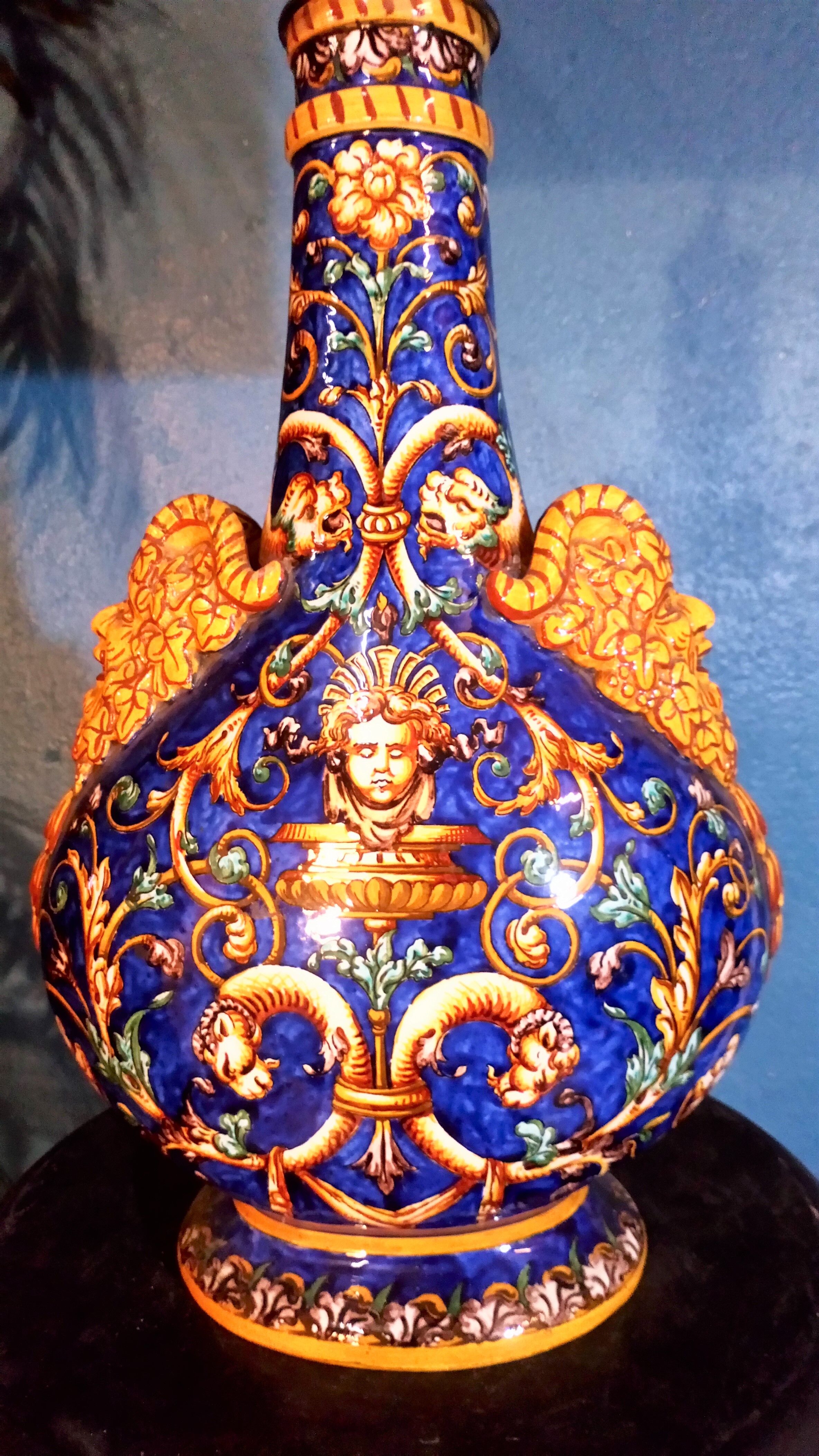 19th century Gien ceramic lamp