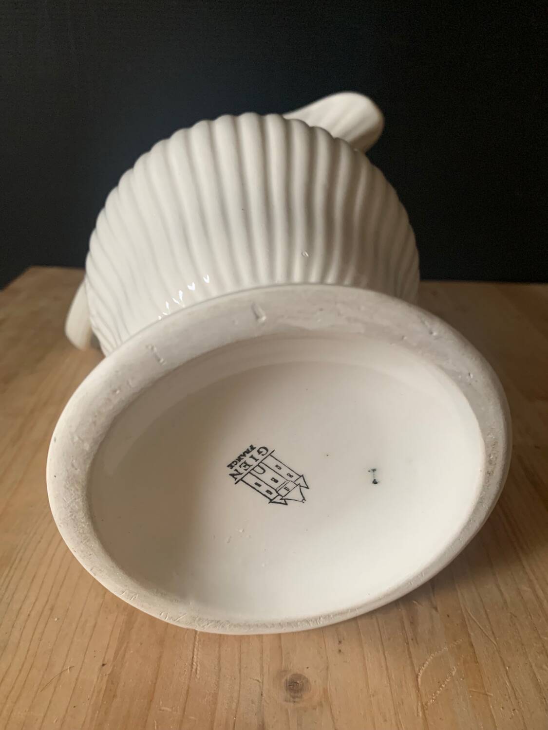 Gien earthenware white pitcher