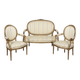 Louis XVI Style Ensemble Salon - Basket Sofa & Pair of Armchairs