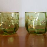 Antique enamelled glass liqueur service, early 20th century