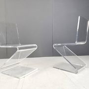 Pair of lucite zigzag dining chairs, 1980s