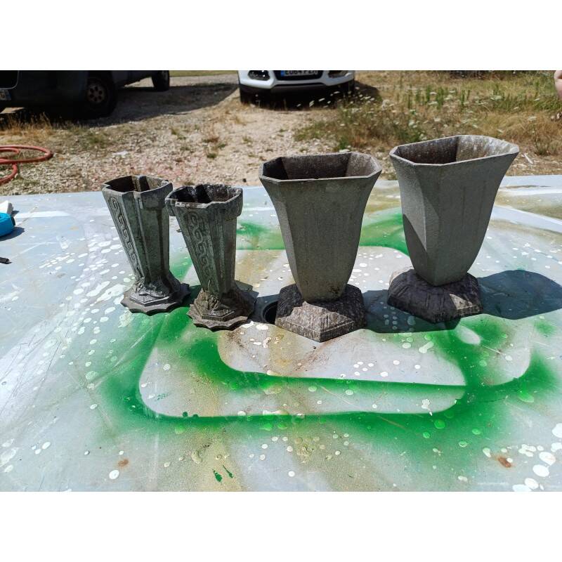 2 pairs of aluminum vases 1900