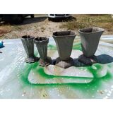 2 pairs of aluminum vases 1900