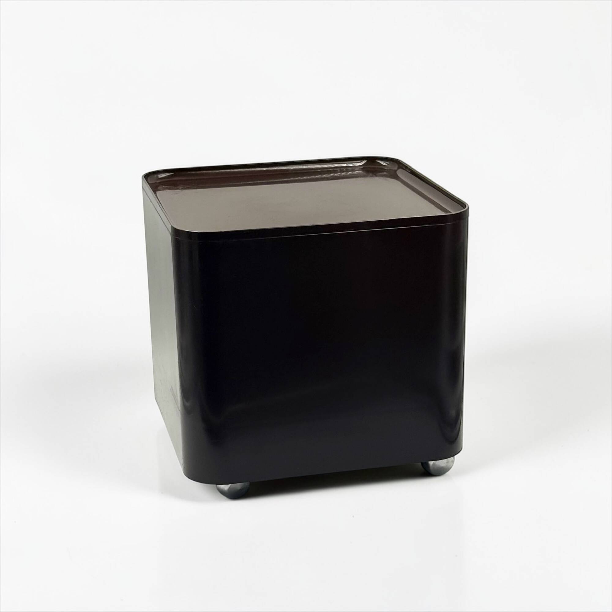 Cube de rangement DIME Marcello Siard Longato années 70 plastique brun