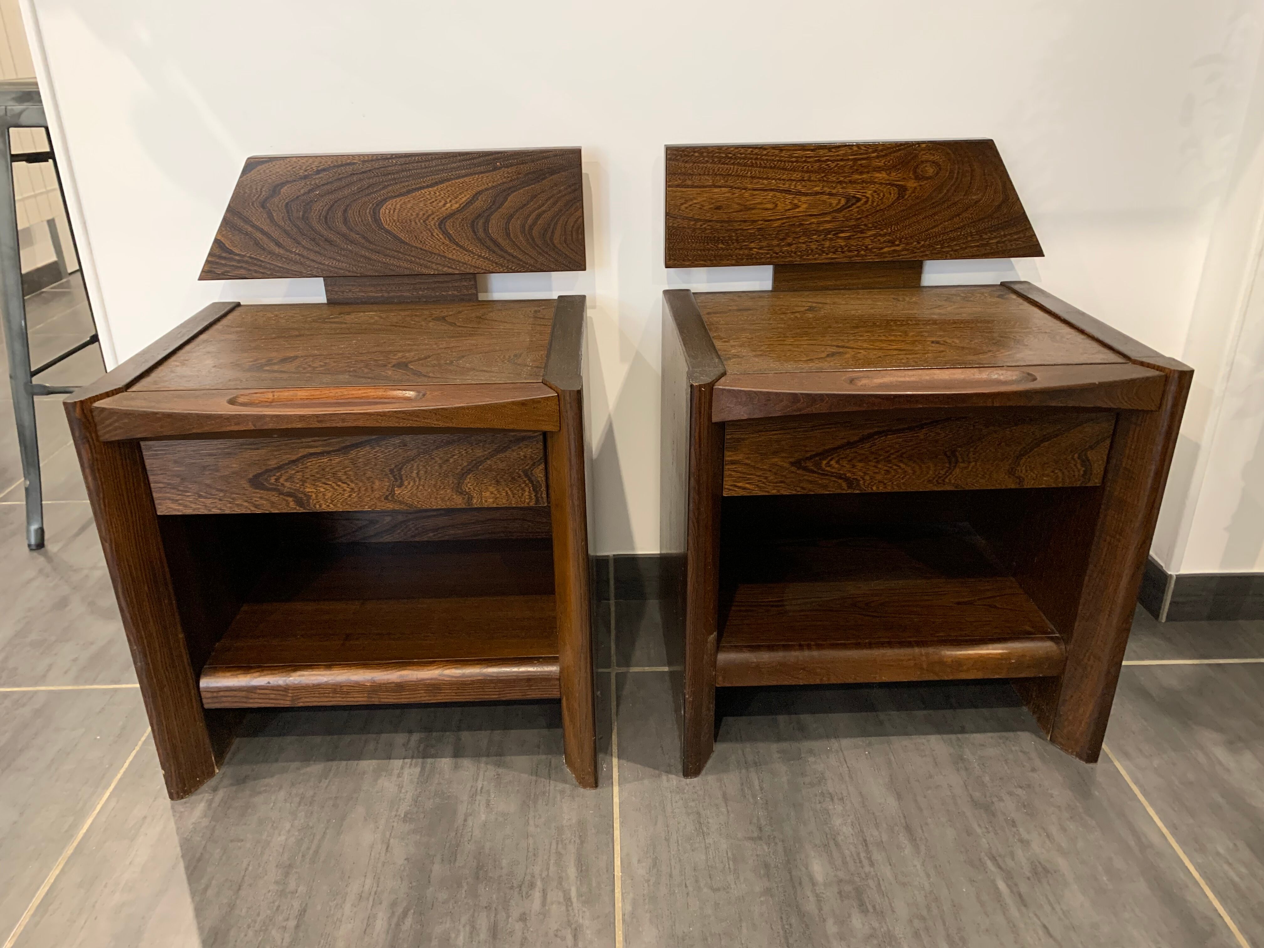 Pair of baumann vintage bedside tables 1970s