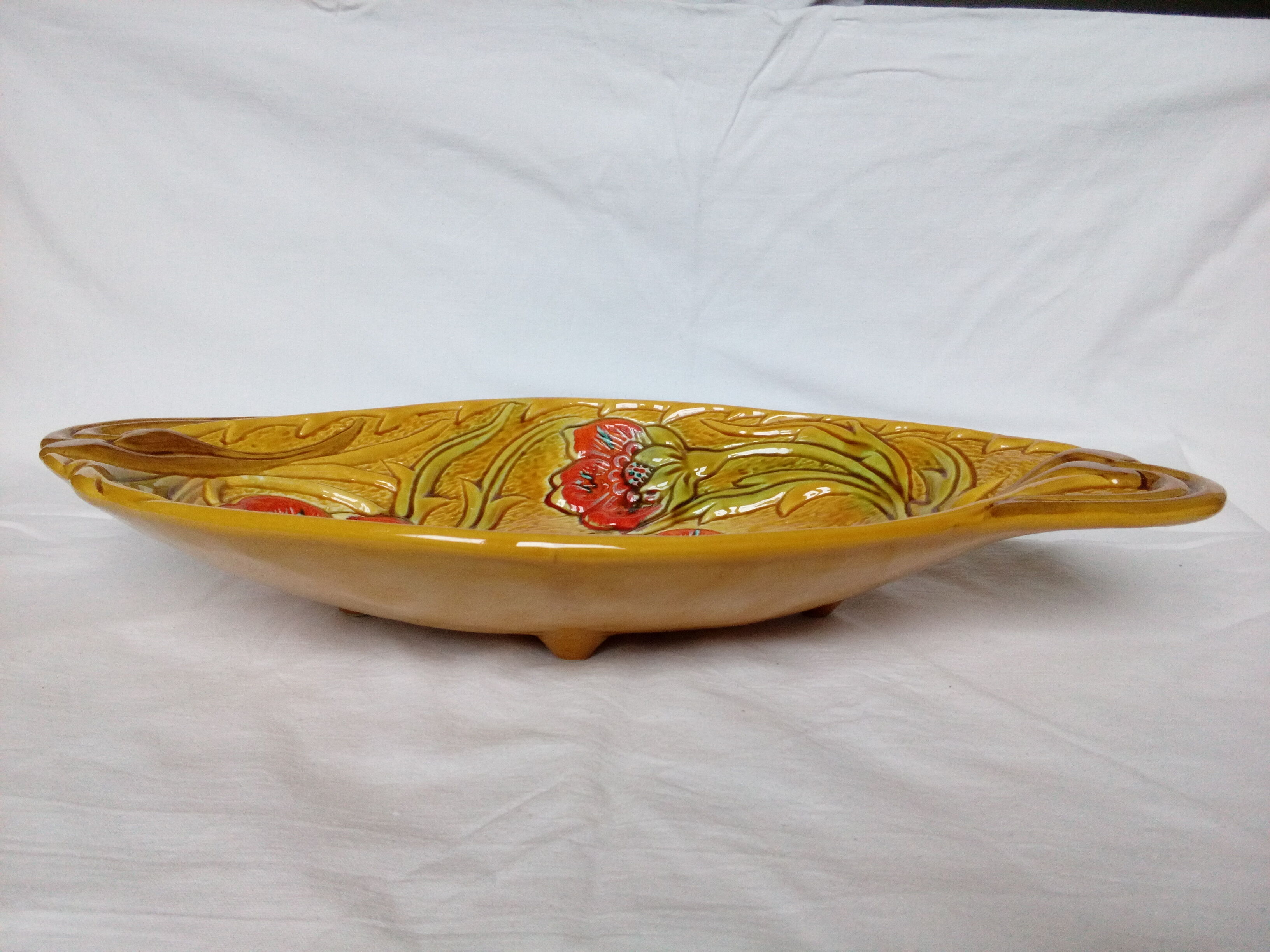 Fruit cup, ceramic pocket pocket enamelled flowers decoration