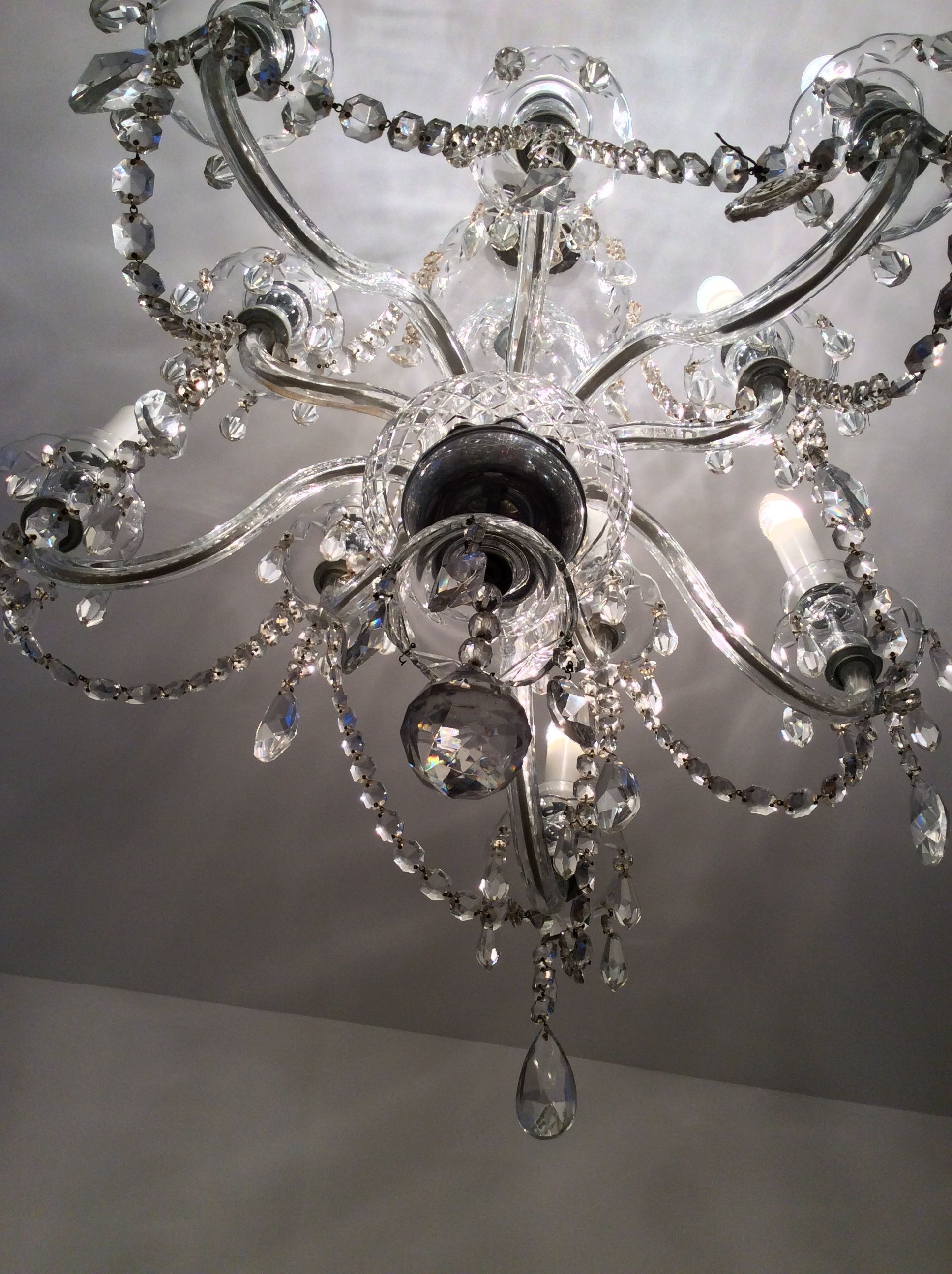 Old bohemian crystal chandelier for Deknudt