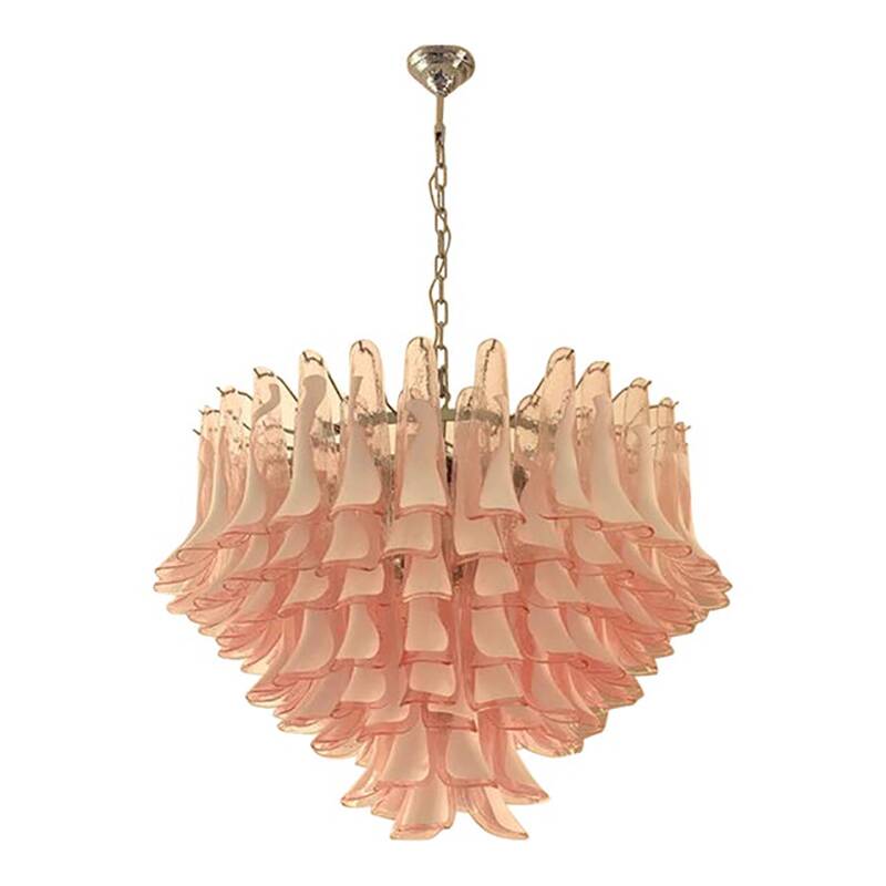 Contemporary White and Pink “Selle” Murano Glass Petali Chandelier