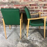 Bridge chairs  in beech and 60's green skai