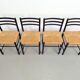 Mid-Century Dining Ladder Chairs with Rush Seats, 1960s, Set of 4