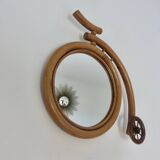 “Bicycle” mirror in rattan, bamboo 1960 1970