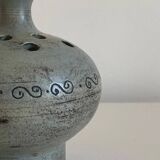 Jacques Blin "flower picker" vase in enameled ceramic with decorative frieze, signed under the base