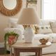 White ceramic lamp base from Manises, intertwined geometric relief.