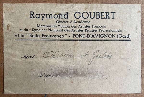 Tableau HSP Paysage aux ''Oliviers et genêts'' par Raymond Goubert + cadre