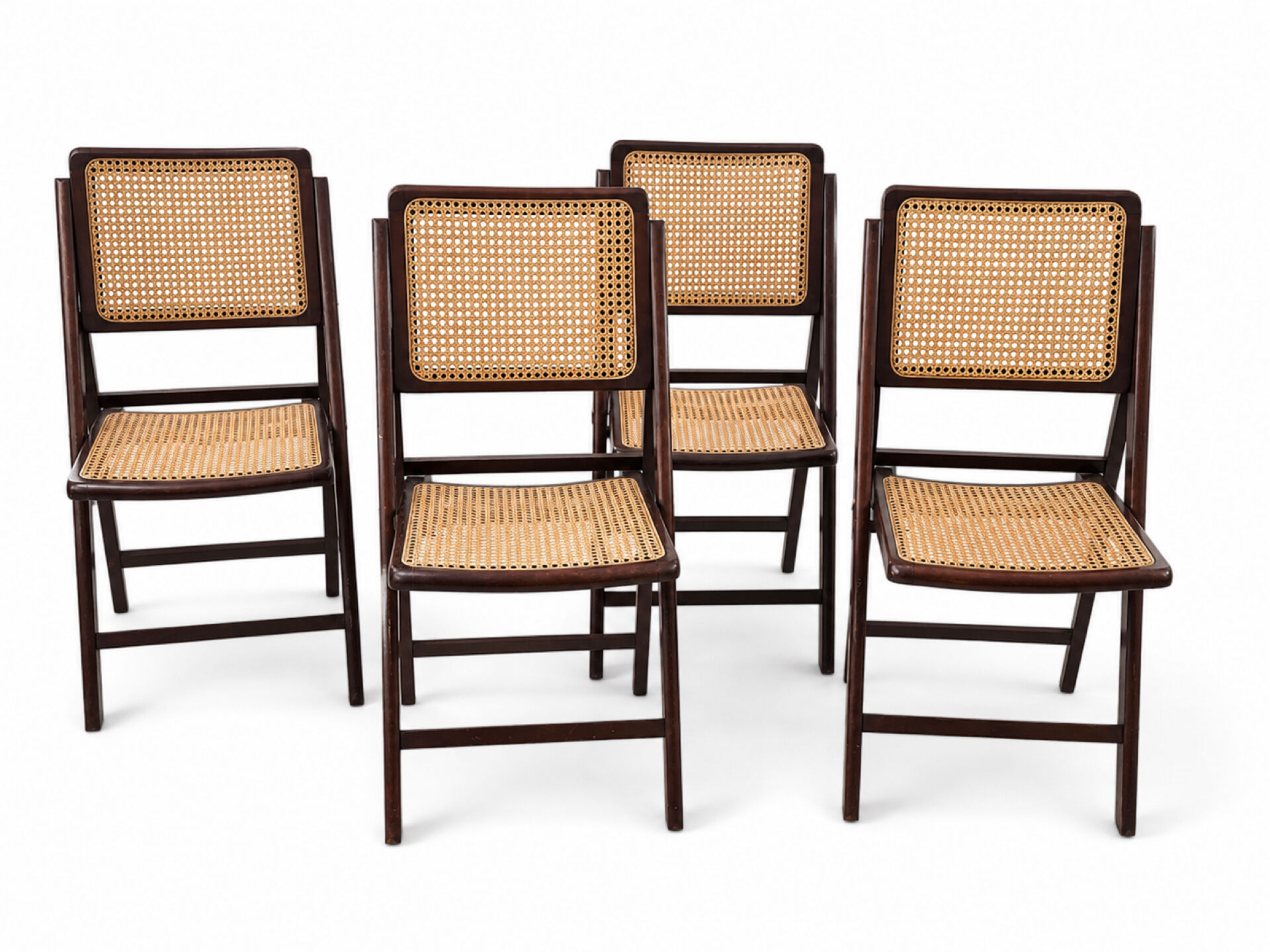 vintage wooden folding chairs with caning