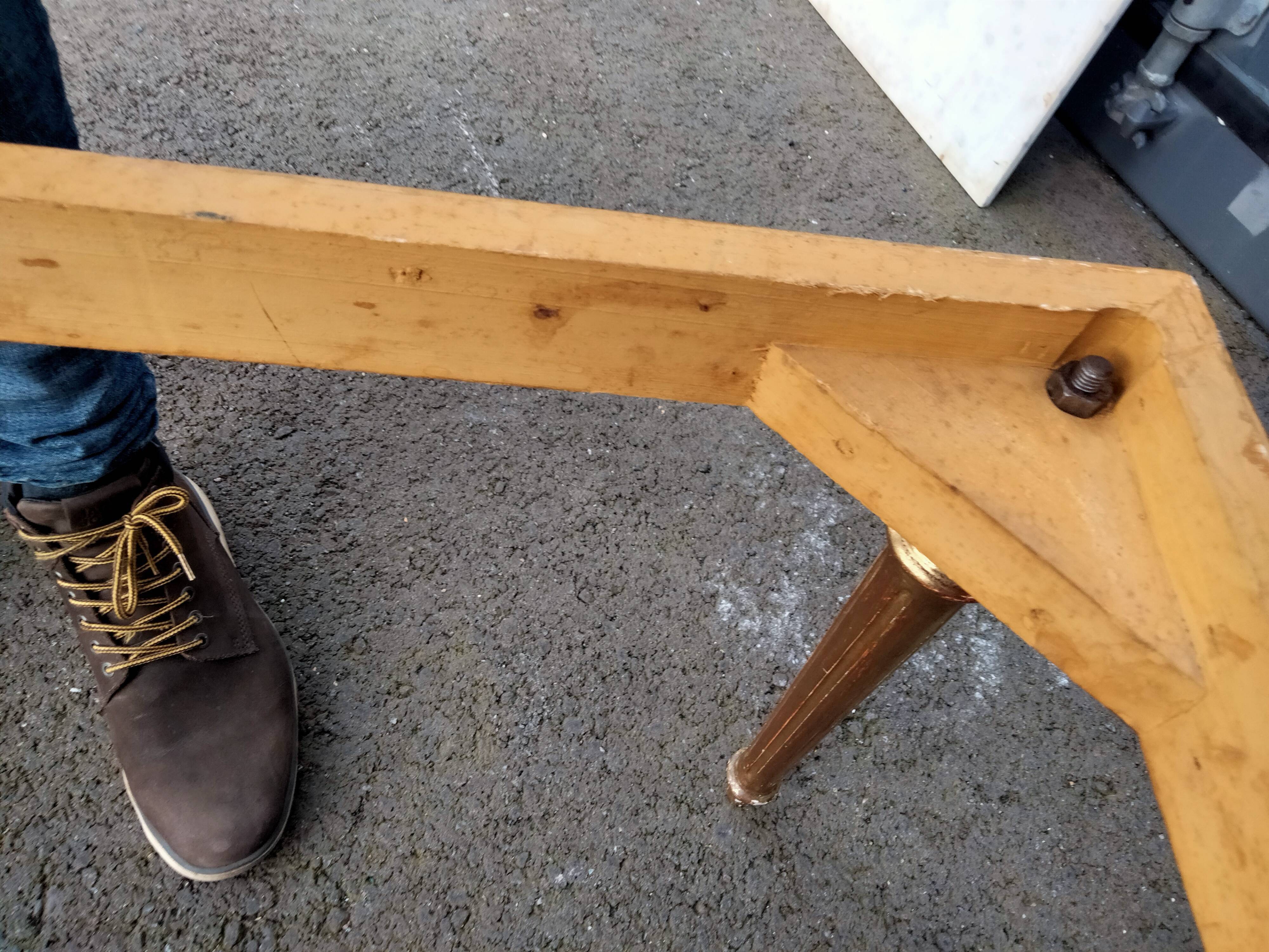 Coffee table gilded wood old marble top side table