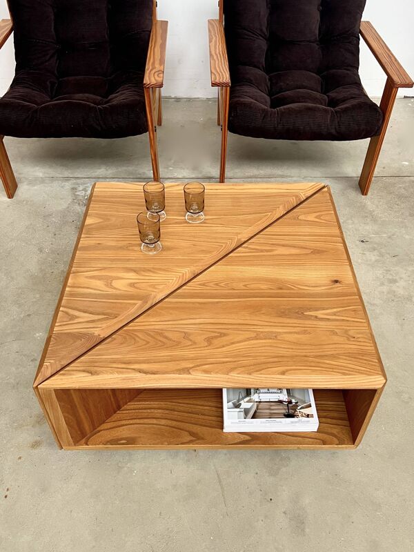 Table basse en orme massif modulable