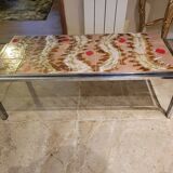 Table basse métal et céramique année 70