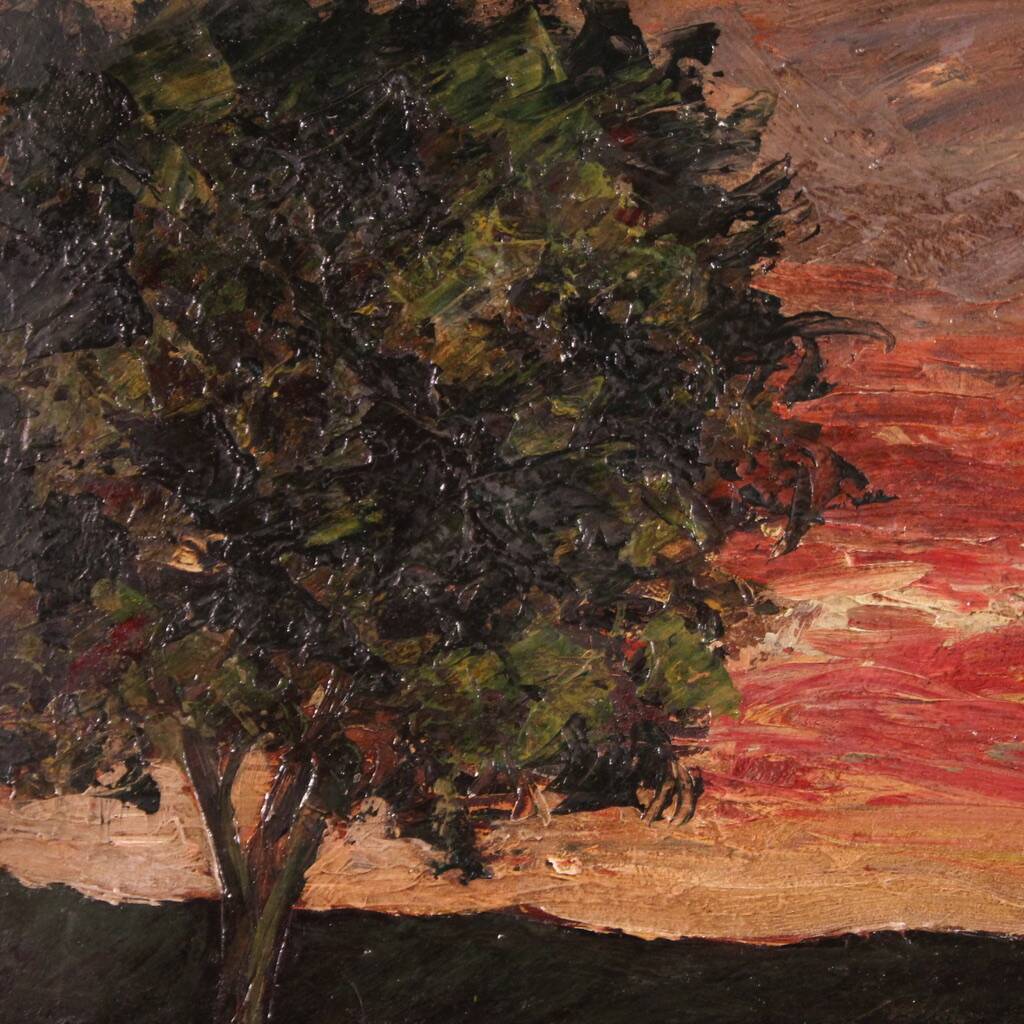 Italian landscape painting signed F. Rontini, 1940s