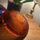 Vintage Amber Textured Glass Ashtray – 1970s – Space Style