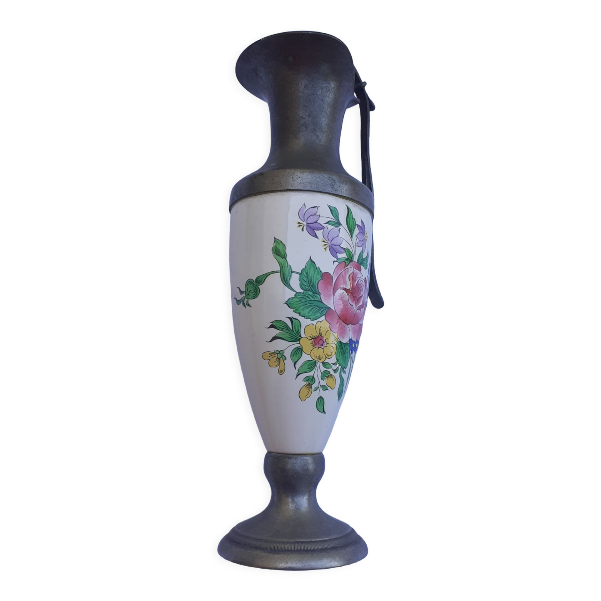 Tin and porcelain vase