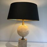 Large lamp in travertine. Philippe Barbier