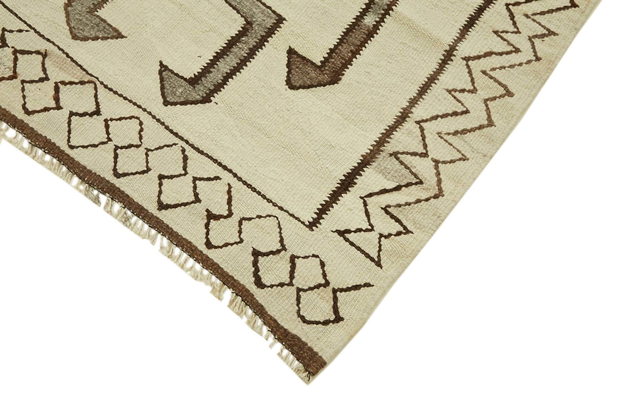 Turkish Handwoven Vintage Herki Kilim 110 cm x 356 cm