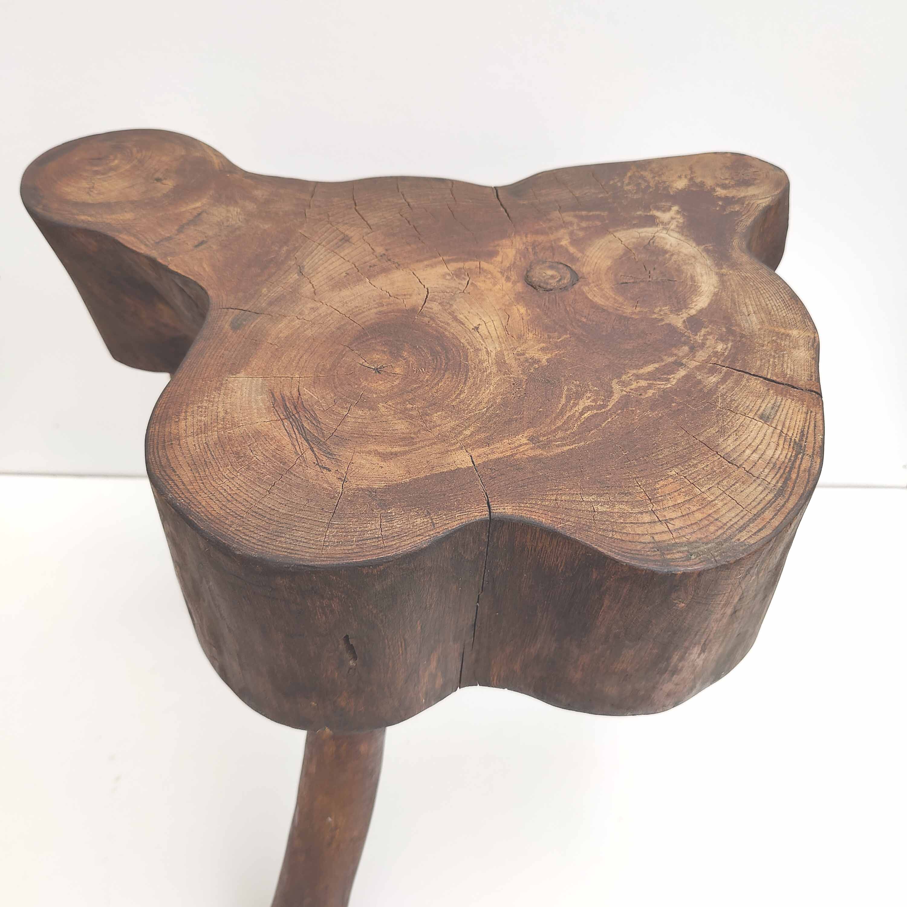 Brutalist coffee table free-form wood