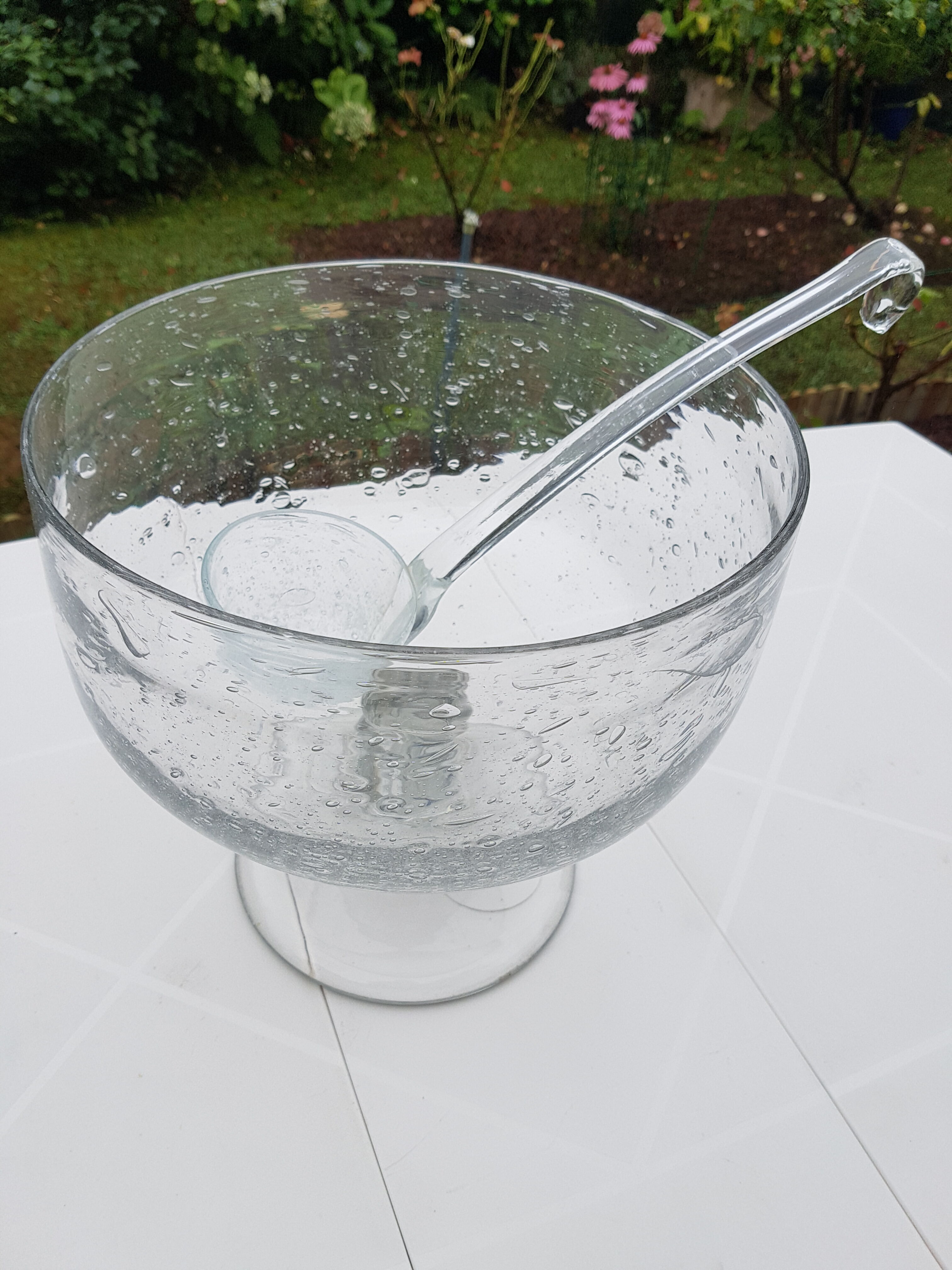 Biot bubbled glass sangria cut with ladle