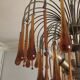 Vintage 1970s brass and Murano glass chandelier
