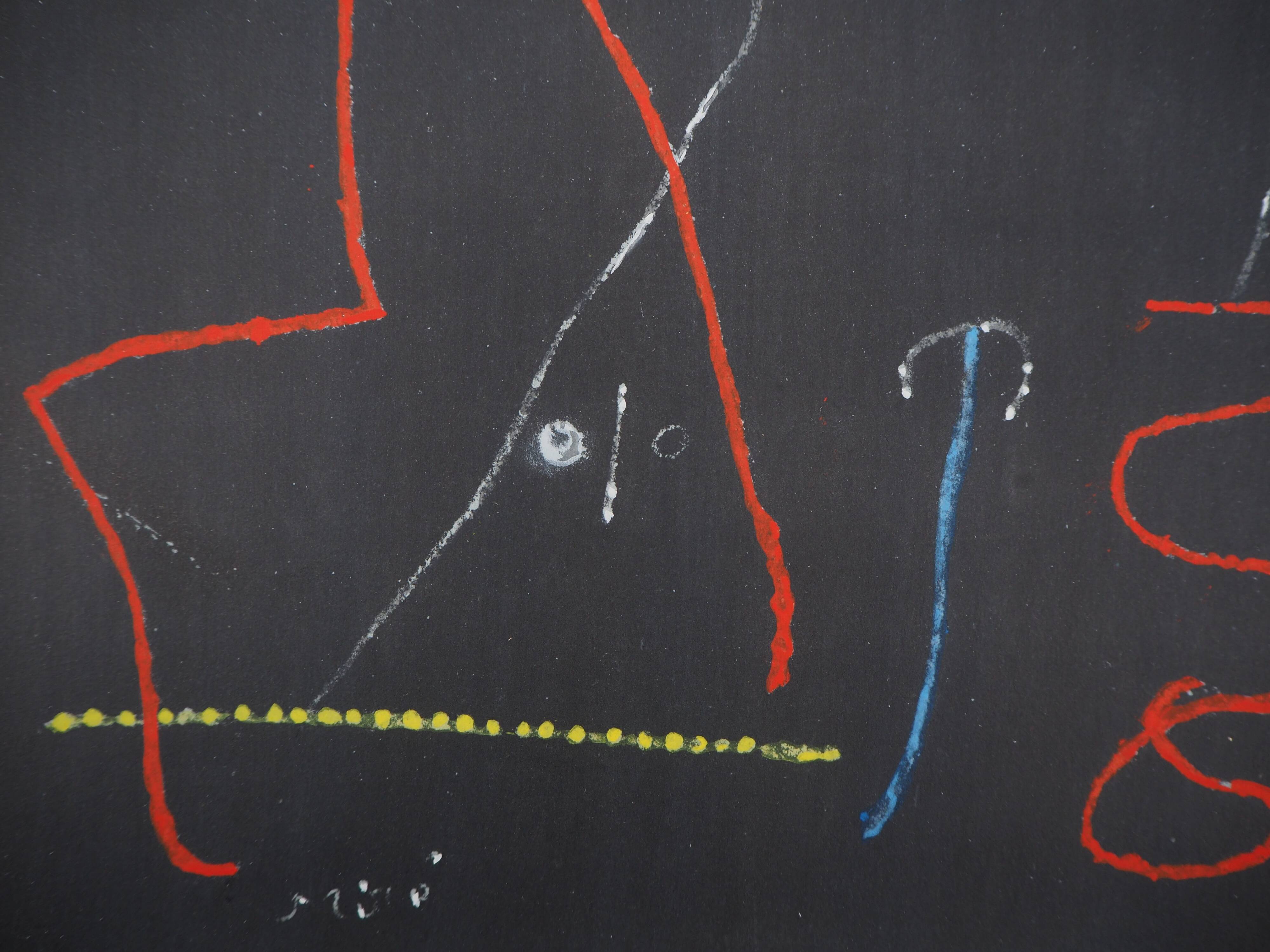 Joan miro: bird in the night - original signed stencil