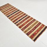 Vintage Sand Beige & Blue Kilim Runner Rug, 70x258Cm