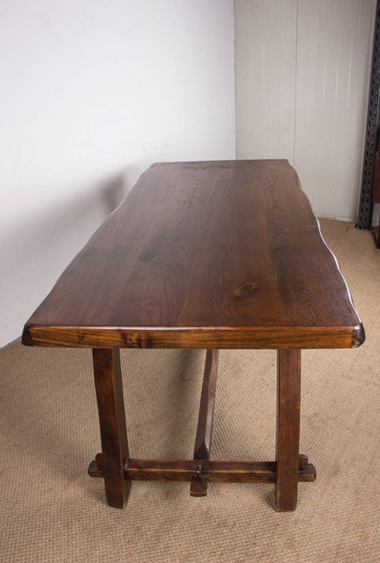 Dining room table, Brutalist style, solid elm
