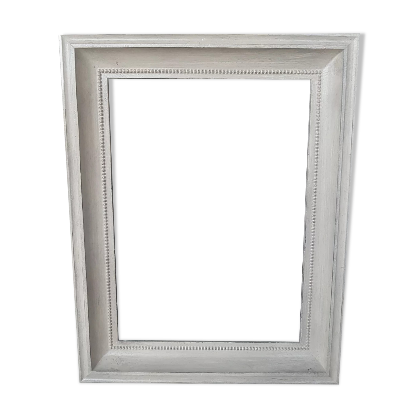 Rectangular frame patinated gray linen