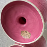 Grande coupe sur pied faïence Digoin rose